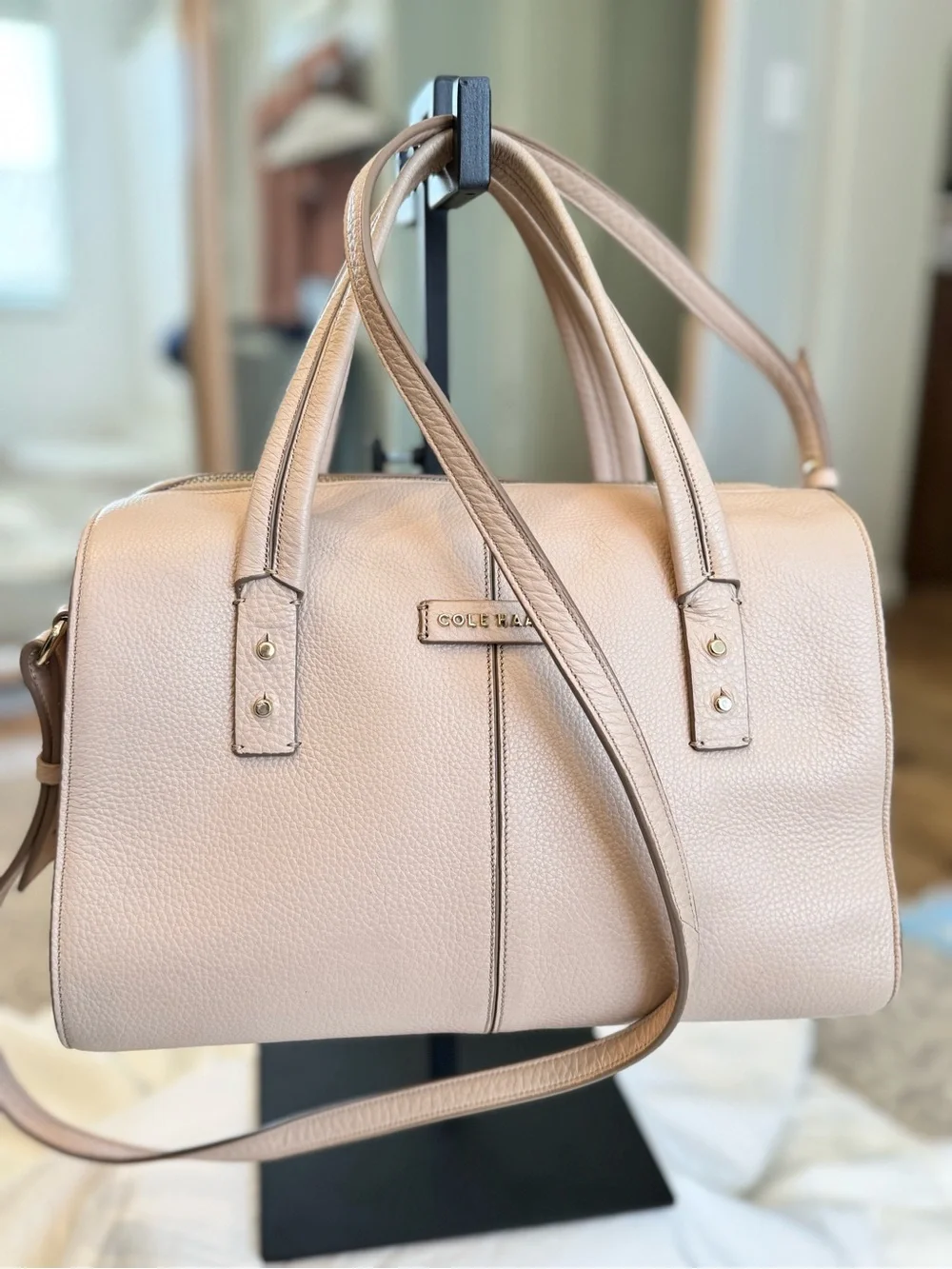 Cole Haan Blush Peachy Pink Pebbled Leather Satchel